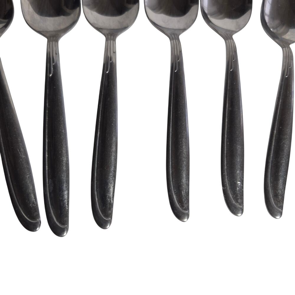 Vintage Oneida Sand Dune Pattern with Grooves Set of 6 Standard Spoons Stainless